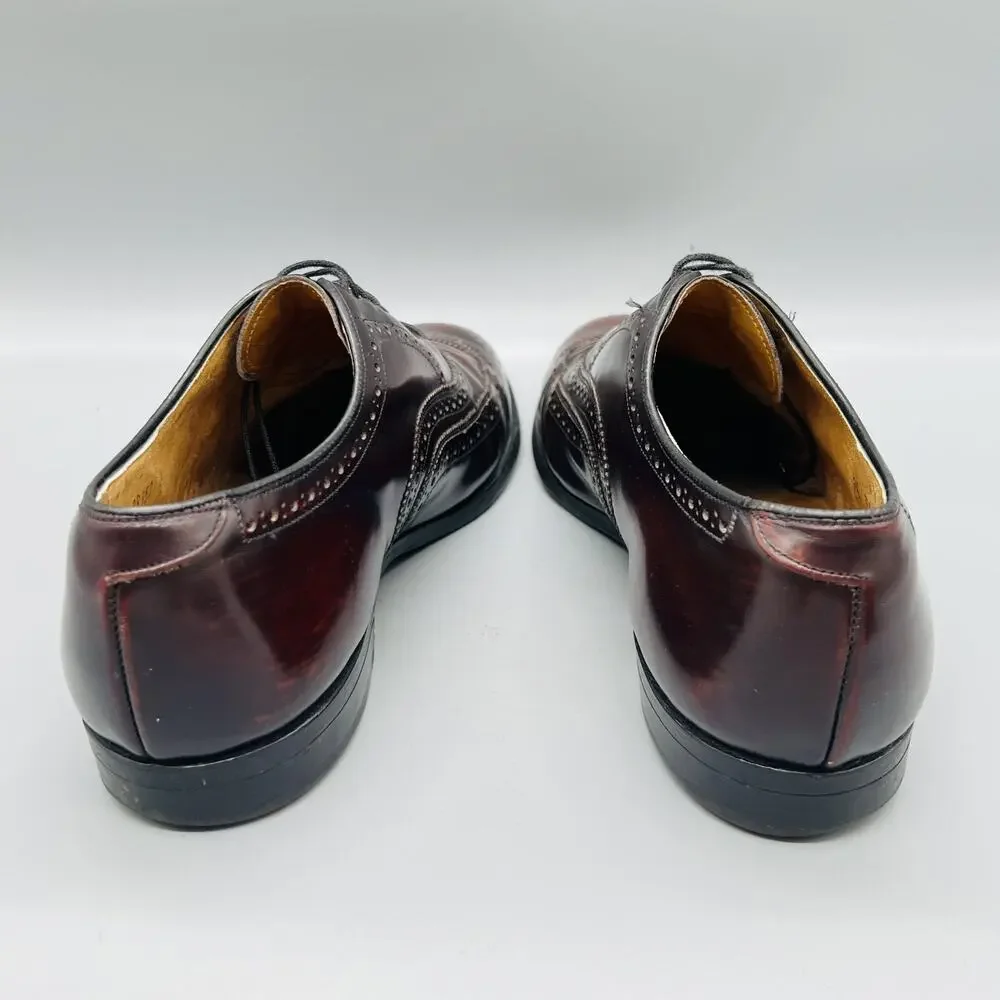 Johnston & Murphy Shoes Men 9.5 Brown Leather Executive Collection Wingtip Dress